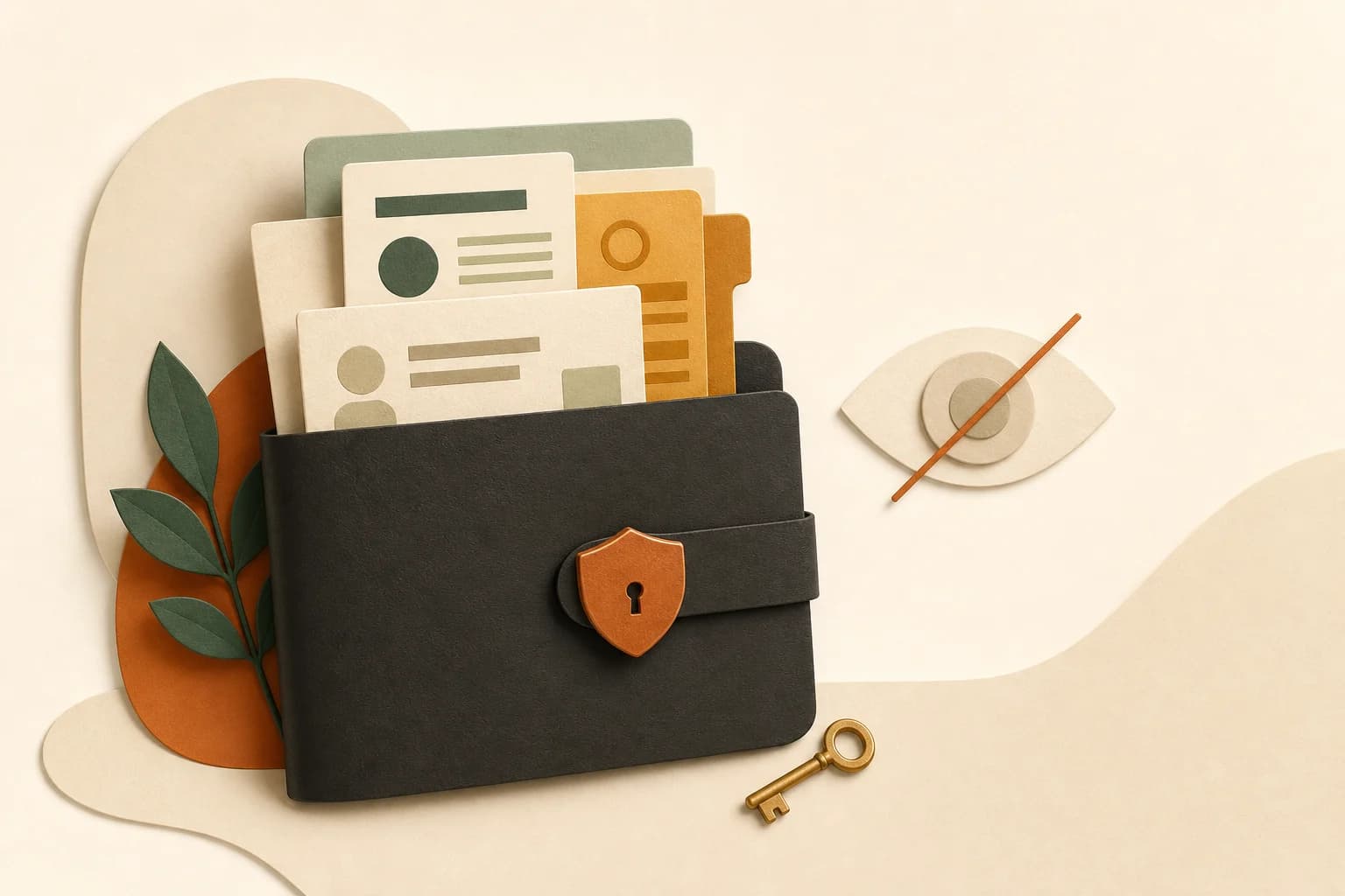 Personal documents secured inside a protective folder